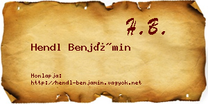 Hendl Benjámin névjegykártya